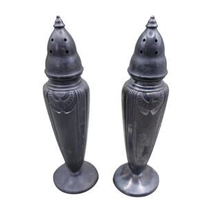 Pair Metal Astor Shaker Set Salt & Pepper By Poole MCM Art Deco